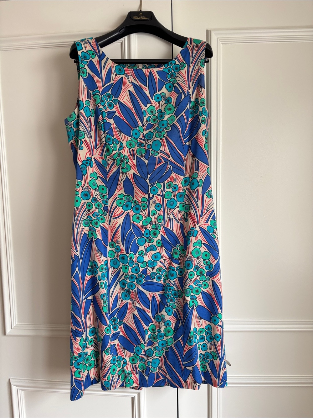 Brooks Brothers Sleeveless Floral Dress in Blue, Teal, Tan and Red